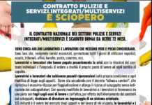 Pulizie e multiservizi, domani sciopero nazionale e manifestazione a Roma