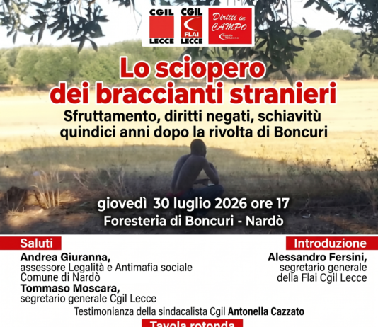 Diritti in campo, 15 anni dopo lo sciopero dei migranti. Iniziativa di Cgil e Flai Cgil con il segretario generale nazionale Giovanni Mininni