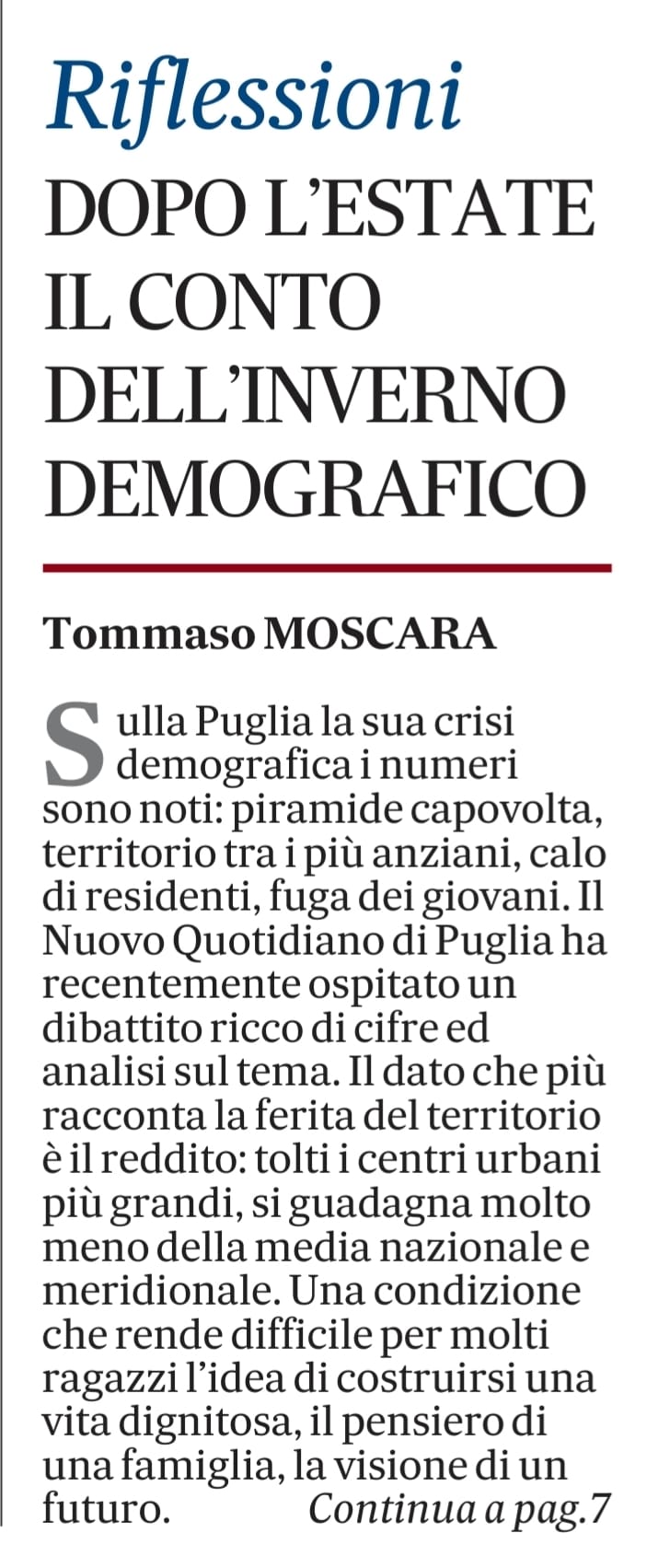 “Dopo l’estate, il conto dell’inverno demografico”